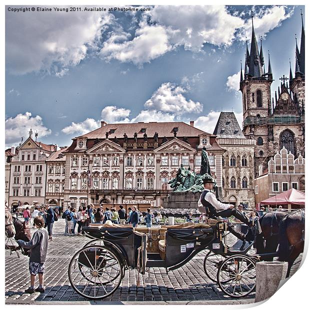 Prague - Wenceslas Square Print by Elaine Young