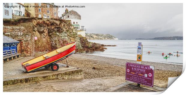 A Winters Day At Cawsand Beach Print by Peter F Hunt