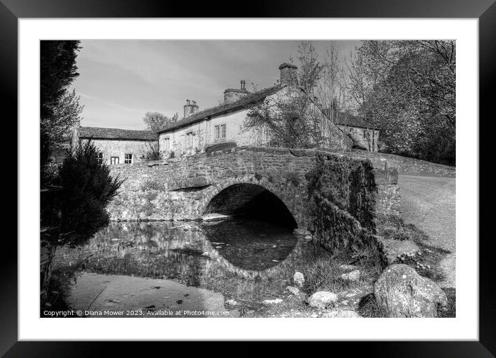 Malham bridge in Black and White Framed Mounted Print by Diana Mower