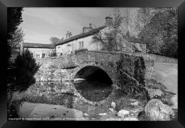  Malham bridge in Black and White Framed Print by Diana Mower