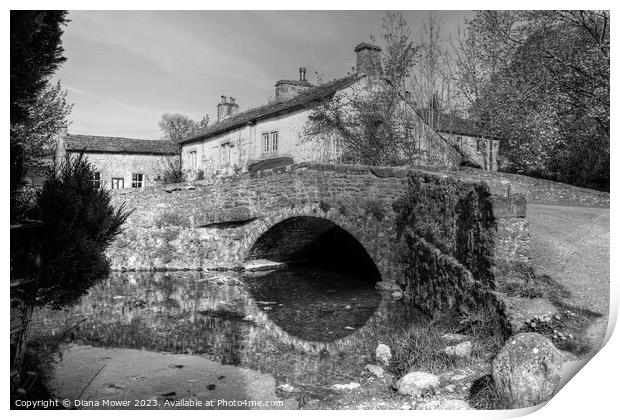  Malham bridge in Black and White Print by Diana Mower