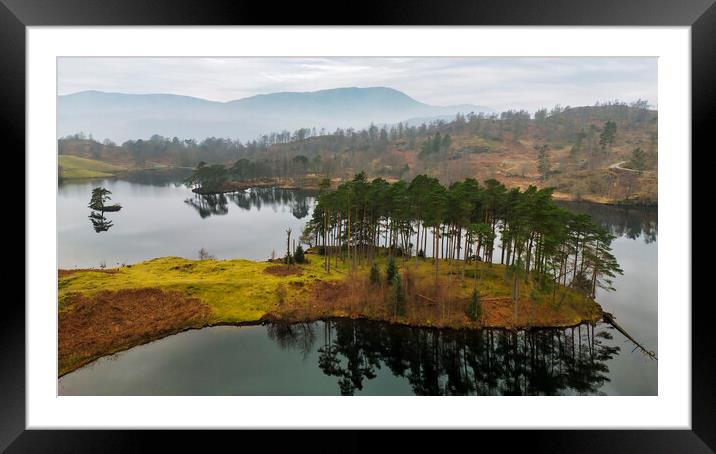 Tarn Hows from Above Framed Mounted Print by Tim Hill