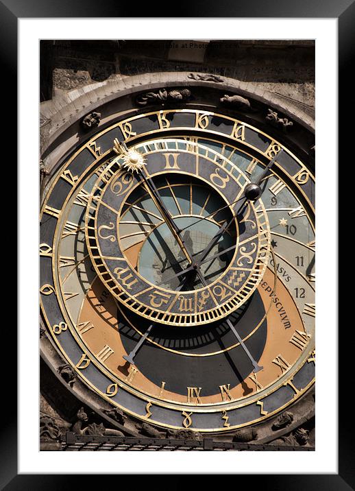 Prague - Clock Framed Mounted Print by Elaine Young