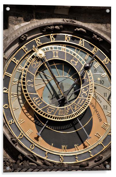 Prague - Clock Acrylic by Elaine Young