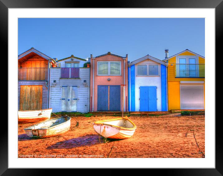 Beach Huts  Framed Mounted Print by Les Schofield