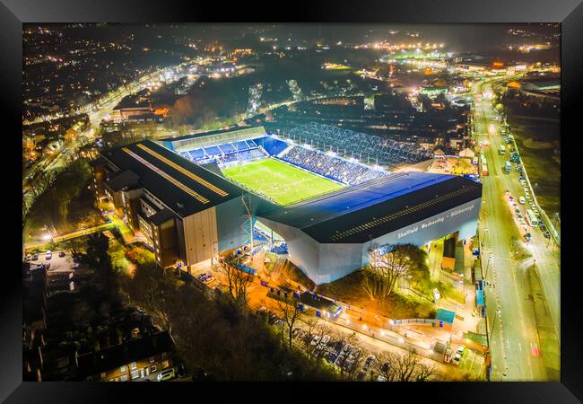 Hillsborough Football Stadium at Night Framed Print by Apollo Aerial Photography