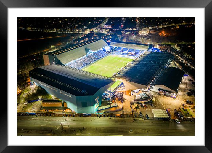 Hillsborough Stadium at Night Framed Mounted Print by Apollo Aerial Photography