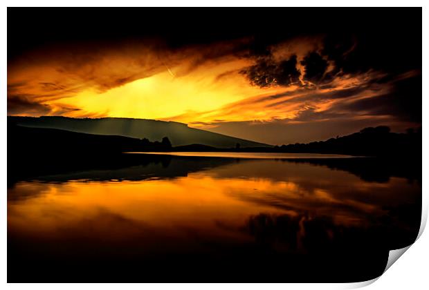 Gortin lakes sunset Print by Arnie Livingston