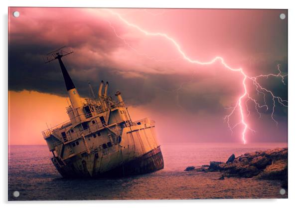 Edro 3 Shipwreck Acrylic by Tim Hill