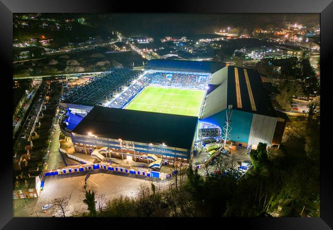 Hillsborough Football Stadium at Night Framed Print by Apollo Aerial Photography