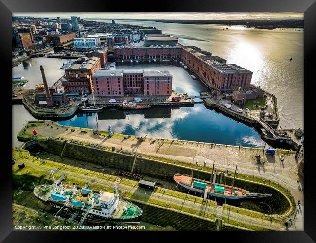Royal Albert Dock docklands from the air Framed Print by Phil Longfoot