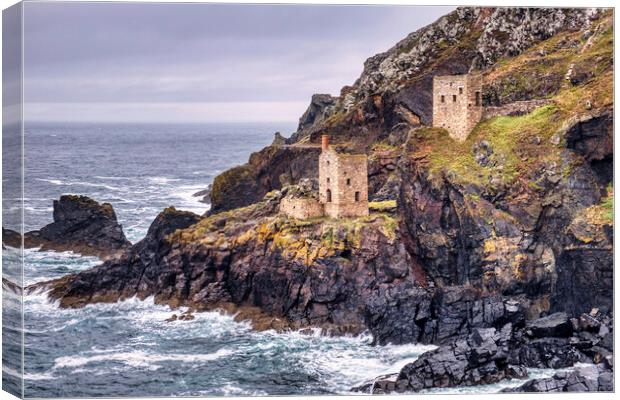 Botallack Mine and Crown Engine Houses Canvas Print by Tim Hill