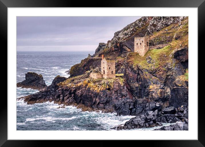 Botallack Mine and Crown Engine Houses Framed Mounted Print by Tim Hill