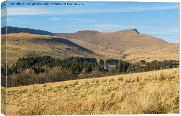 Corn Du and Pen y Fan in the Distance - Central Brecon Beacons Canvas Print by Nick Jenkins