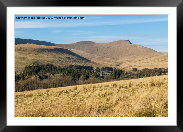 Corn Du and Pen y Fan in the Distance - Central Brecon Beacons Framed Mounted Print by Nick Jenkins