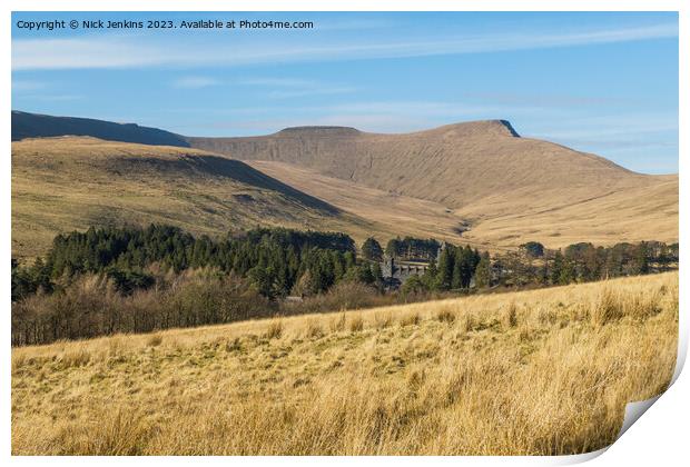 Corn Du and Pen y Fan in the Distance - Central Brecon Beacons Print by Nick Jenkins