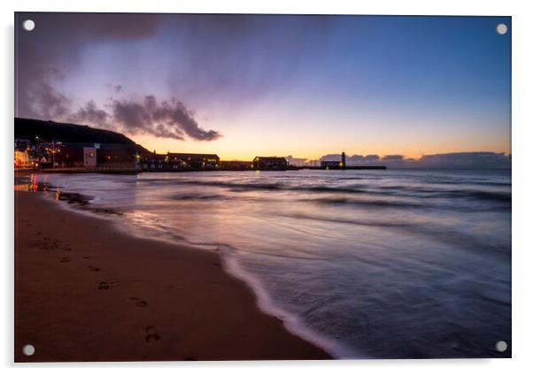 Scarborough South Bay at Dawn Acrylic by Tim Hill