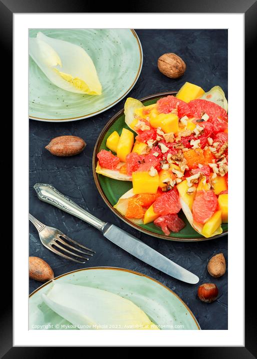 Fruit and chicory salad. Framed Mounted Print by Mykola Lunov Mykola