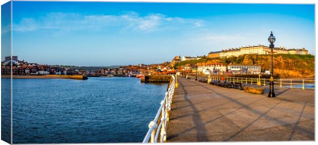 Whitby Pier Panoramic Canvas Print by Tim Hill