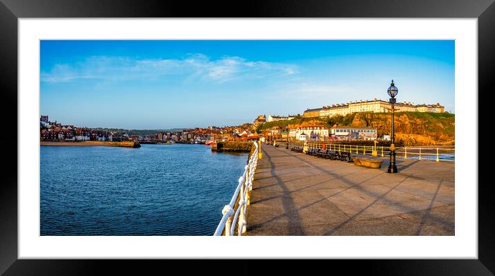 Whitby Pier Panoramic Framed Mounted Print by Tim Hill
