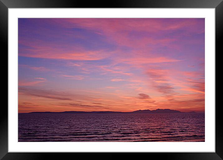 Colourful sky over Arran at sunset Framed Mounted Print by Allan Durward Photography