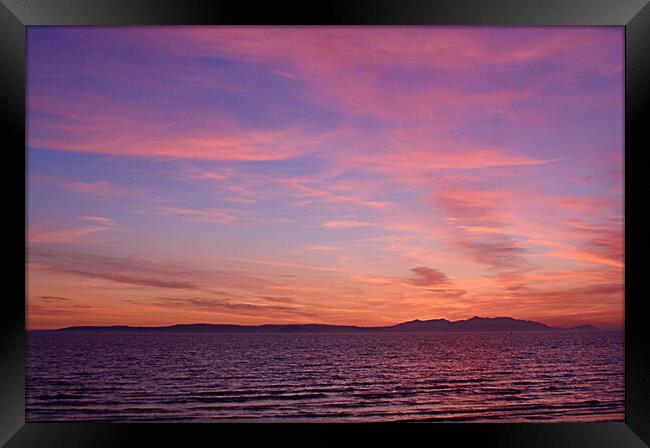 Colourful sky over Arran at sunset Framed Print by Allan Durward Photography