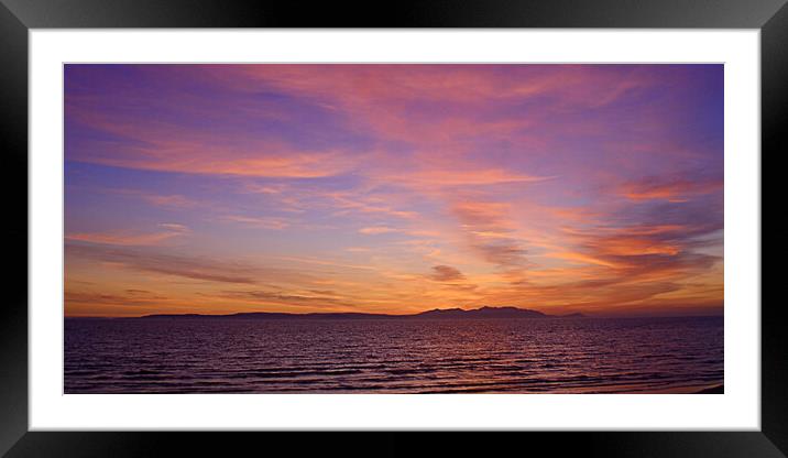 Arran and a colourful sky at dusk Framed Mounted Print by Allan Durward Photography