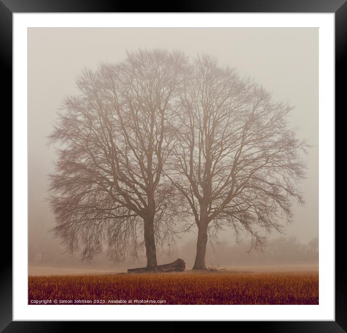 Two trees  Framed Mounted Print by Simon Johnson