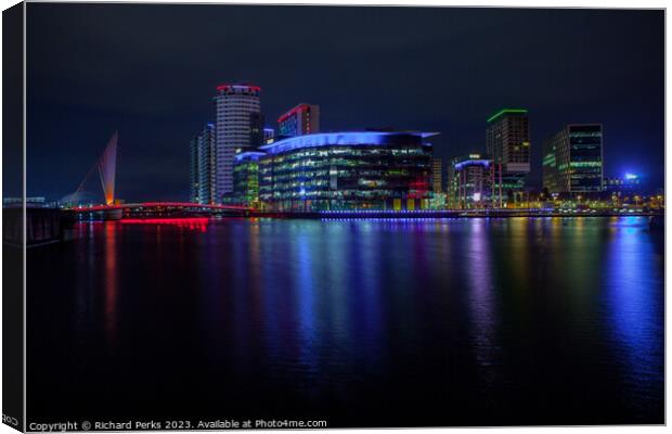 Salford Quays Night times Canvas Print by Richard Perks