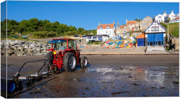Vintage Tractor Launches Boat Canvas Print by Tim Hill