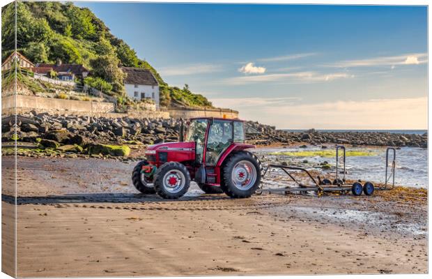 Runswick Bay Beach Tractor Canvas Print by Tim Hill