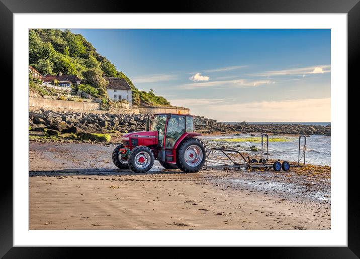 Runswick Bay Beach Tractor Framed Mounted Print by Tim Hill