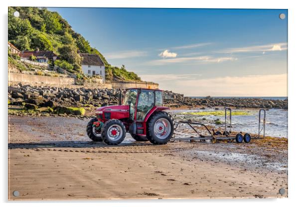 Runswick Bay Beach Tractor Acrylic by Tim Hill