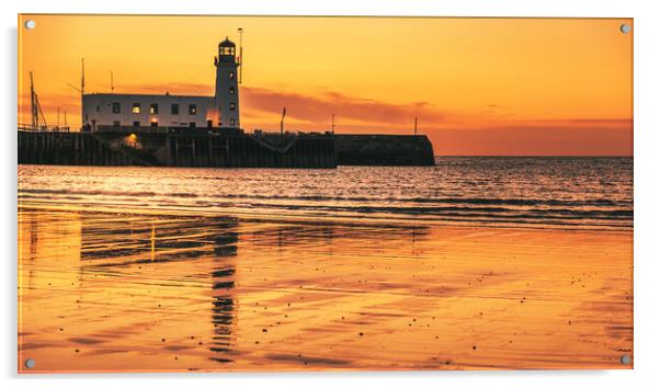 Scarborough Lighthouse Sunrise from South Bay Acrylic by Tim Hill