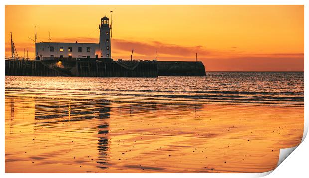 Scarborough Lighthouse Sunrise from South Bay Print by Tim Hill