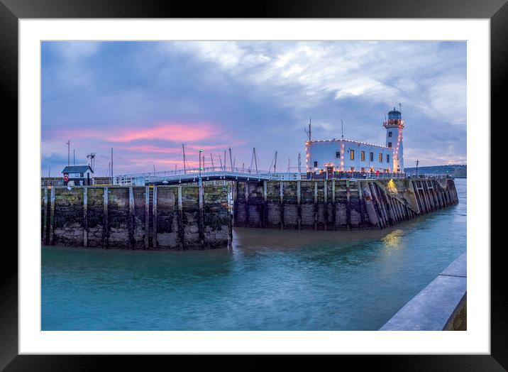 Scarborough Harbour entrance and Lighthouse Framed Mounted Print by Tim Hill