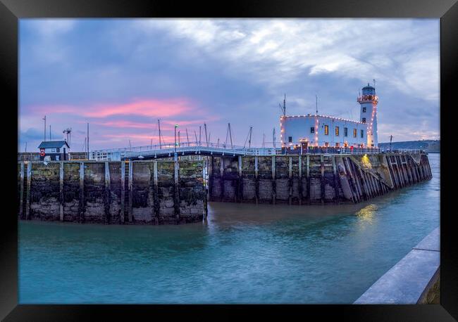 Scarborough Harbour entrance and Lighthouse Framed Print by Tim Hill