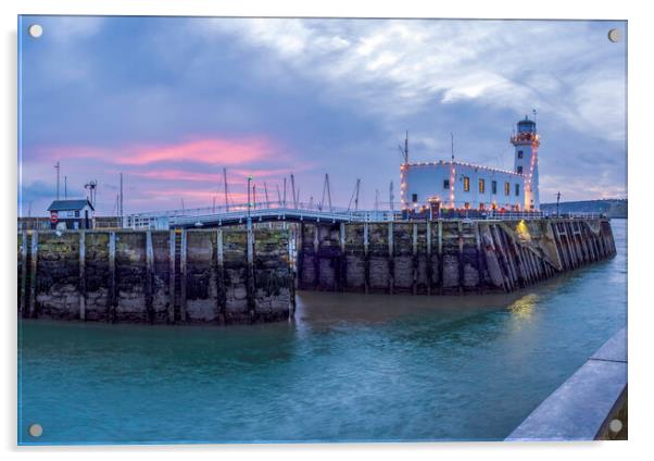 Scarborough Harbour entrance and Lighthouse Acrylic by Tim Hill