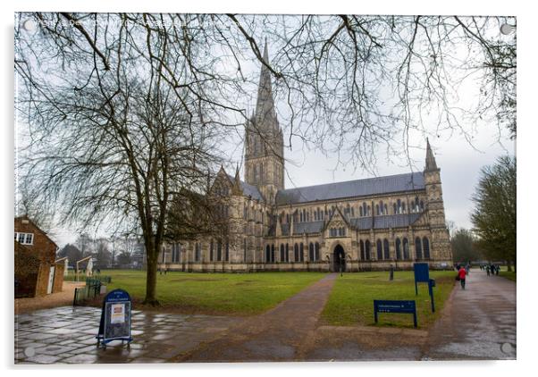 Majestic Salisbury Cathedral Acrylic by Derek Daniel