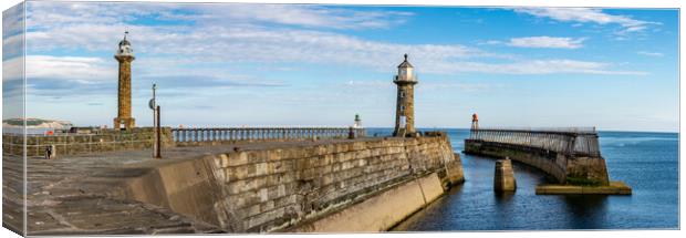 Whitby pier panoramic Canvas Print by Tim Hill