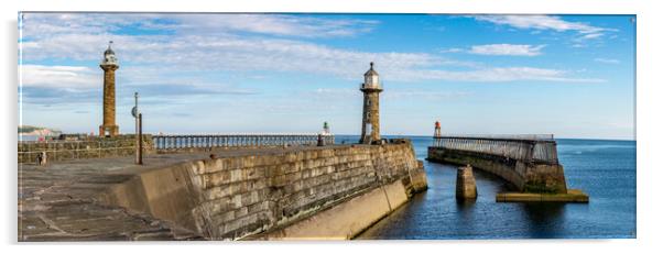 Whitby pier panoramic Acrylic by Tim Hill