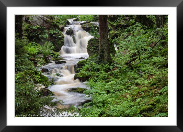Waterfall, wild river Doubrava in Czech Republic.  Framed Mounted Print by Lubos Chlubny