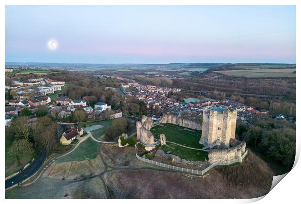 Conisbrough Castle Full Moon  Print by Apollo Aerial Photography