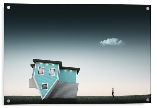House Turned Upside-Down Acrylic by Mark Jones