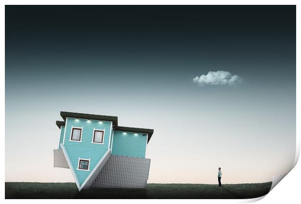 House Turned Upside-Down Print by Mark Jones