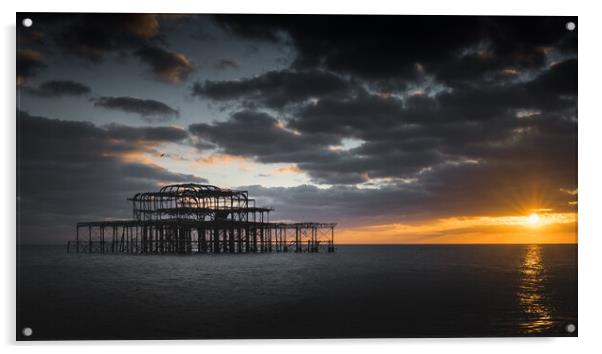 Brighton West Pier, Sunburst Acrylic by Mark Jones