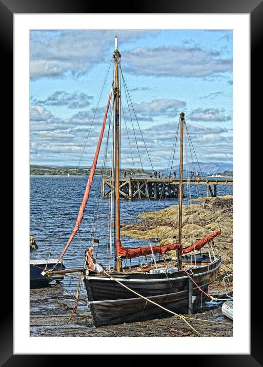 Portencross yacht berthed at low tide. Framed Mounted Print by Allan Durward Photography