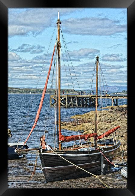 Portencross yacht berthed at low tide. Framed Print by Allan Durward Photography