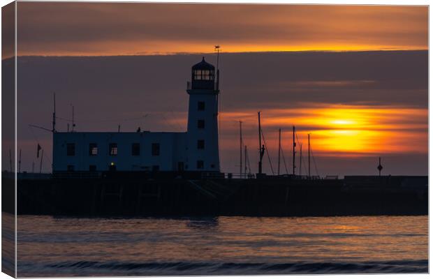 Scarborough Lighthouse Sunrise Canvas Print by Tim Hill