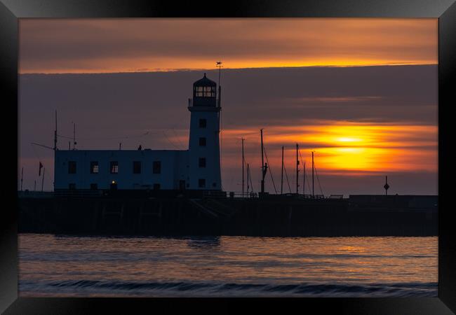 Scarborough Lighthouse Sunrise Framed Print by Tim Hill